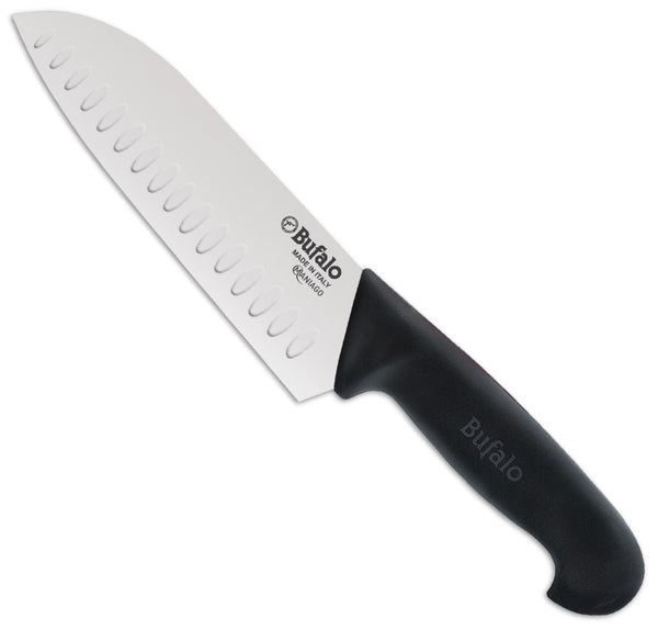 Couteau Santoku Lame Festonnée 18 cm Buffalo S929/18 Manche Noir sconto