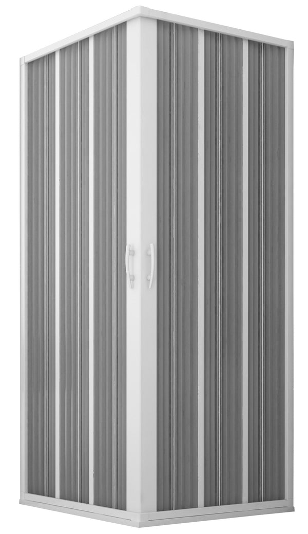 online Cabine de douche d'angle 2 portes pliantes en PVC Ouverture centrale H185 cm Dorini Blanc Différentes tailles