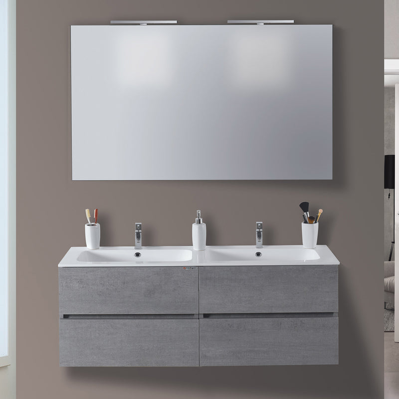 Mobile da Bagno Sospeso 120cm Mazzoni Maiorca Light Doppia Vasca Grigio Cemento-1
