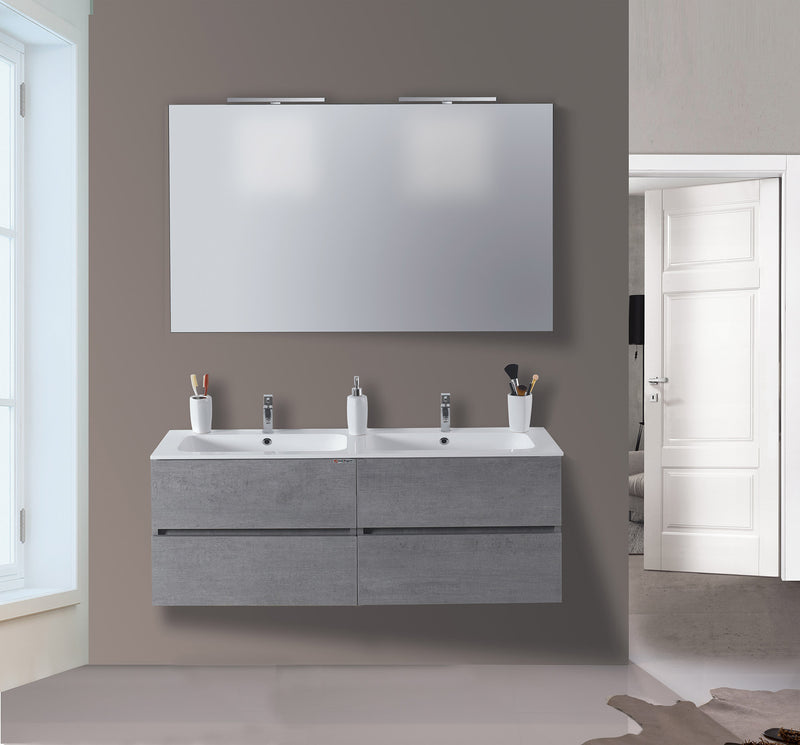 Mobile da Bagno Sospeso 120cm Mazzoni Maiorca Light Doppia Vasca Grigio Cemento-2