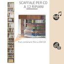 Mobile Libreria Porta CD a 12 Ripiani per 204 CD 21x20x175 cm in MDF e Truciolato Naturale-4