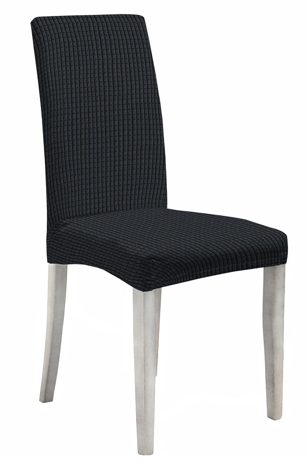 online Lot de 2 housses de chaise avec dossier élastiqué en polyester gris foncé Leslie