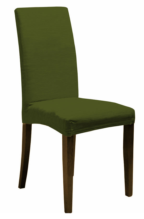 sconto Lot de 2 housses de chaise avec dossier élastiqué en polyester vert foncé