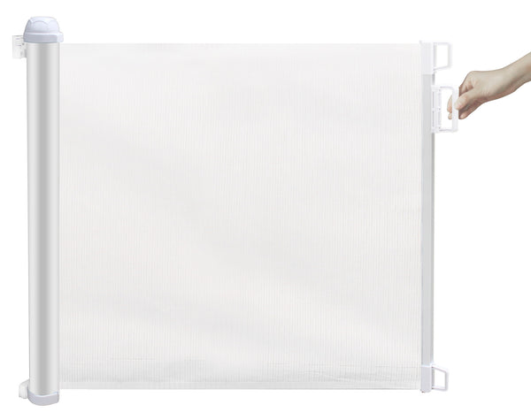 Portail Enfant Barrière de Protection Rétractable 130x8x88 cm Fadi Luxe Blanc online