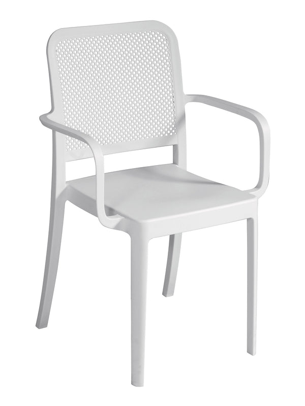 sconto Chaise de jardin empilable 56x52x86 cm en polypropylène blanc
