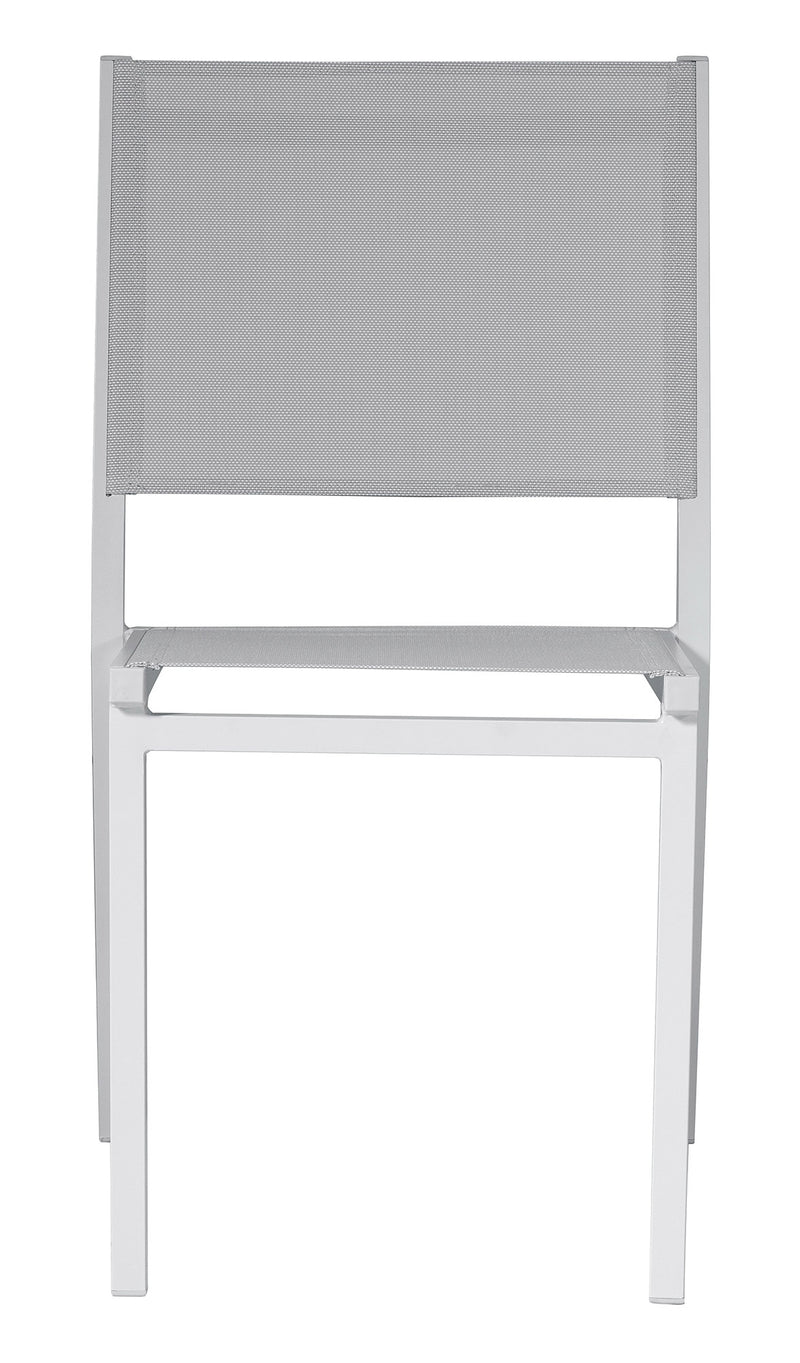 Sedia Impilabile da Giardino 48x57x87 cm in Alluminio Bianco e Textilene Elba Grigio Chiaro-2