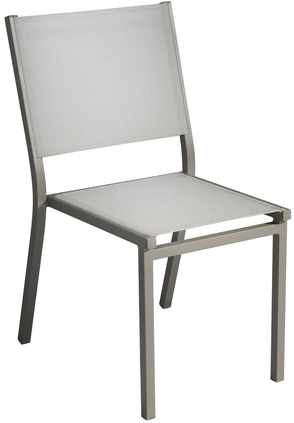 sconto Chaise de jardin empilable 48x57x87 cm en aluminium gris tourterelle et textilène Elba gris clair