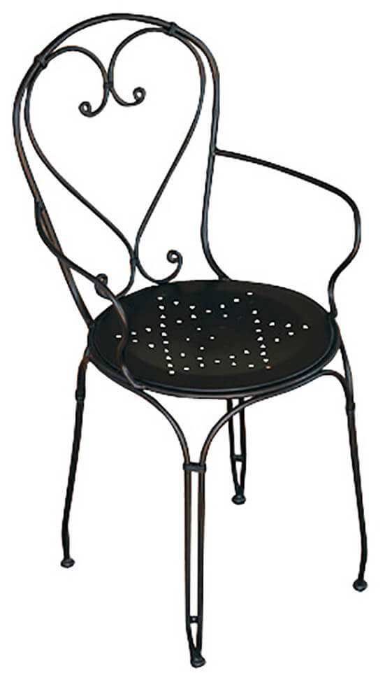 Vorghini Stresa Chaise de jardin en fer noir avec accoudoirs sconto
