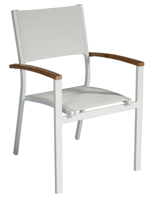 sconto Chaise de jardin empilable 57x58x88 cm en aluminium et textilène Tenerife blanc