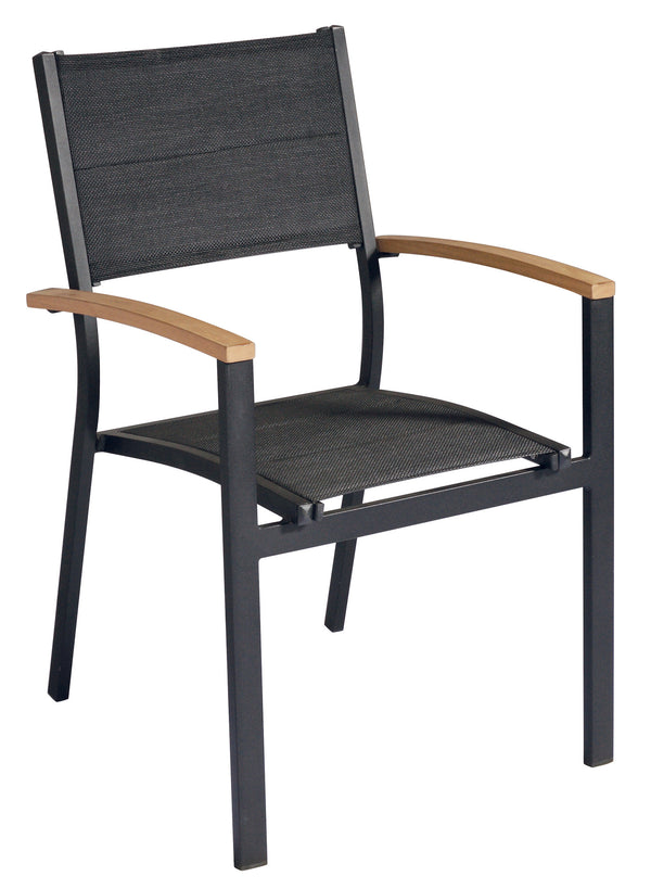 Chaise de jardin empilable 57x58x88 cm en aluminium et textilène Tenerife noir online