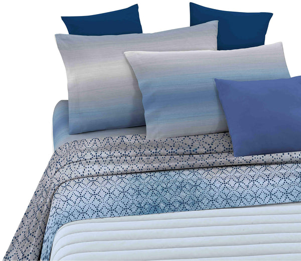 Parure de lit avec impression dessus et dessous et taies d'oreiller Athena Dakar bleu différentes tailles acquista