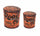 Set 2 Pouf Round Container en Orange Moto MDF