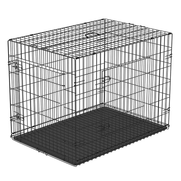 acquista Cage de Transport Pliable pour Chiens Chats en Acier Double Ouverture 76x53x57 cm Noir