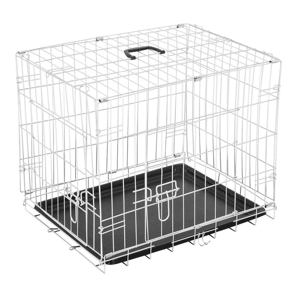 Cage pour chien pliante en métal à double ouverture 91x61x67 cm acquista
