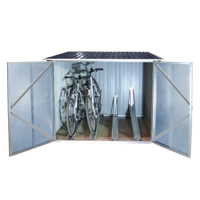 Box per Biciclette 203x203x162 cm in Metallo Antracite e Bianco-1