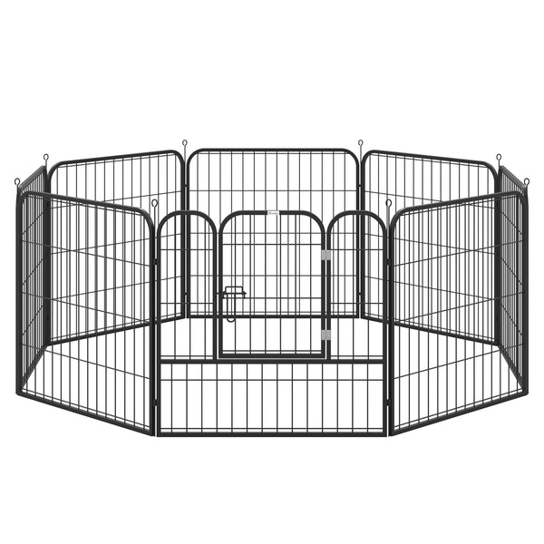 prezzo Clôture modulaire pour chien 8 panneaux 79x79 cm en acier et métal noir