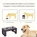 Ciotola Rialzata per Cani in Legno e Acciaio  Marrone-4