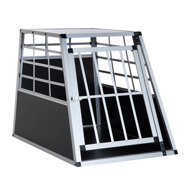 prezzo Boîte Cage pour Transport Chiens Alliage d'Aluminium Noir Argent 65x91x69 cm