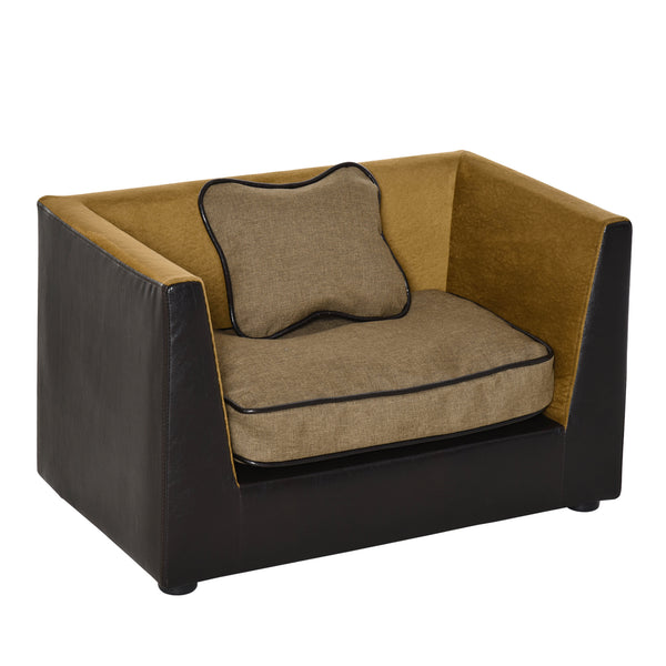 Canapé de luxe pour chiens et chats en similicuir avec coussins 68,5x42x43 cm prezzo