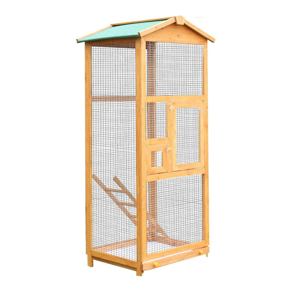 Cage à oiseaux perroquet en bois pour jardin 68x63x165 cm sconto