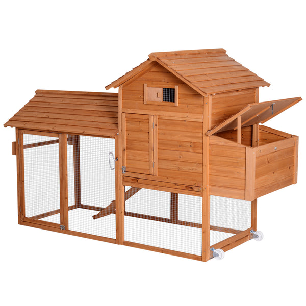sconto Cage poulailler pour poules de jardin avec roues et nid en bois 213x91x122 cm