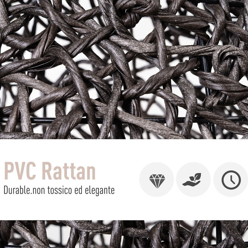 Cuccia Amaca in PVC Effetto Rattan per Gatti Ø60x120 cm con Cuscino  Caffè-4