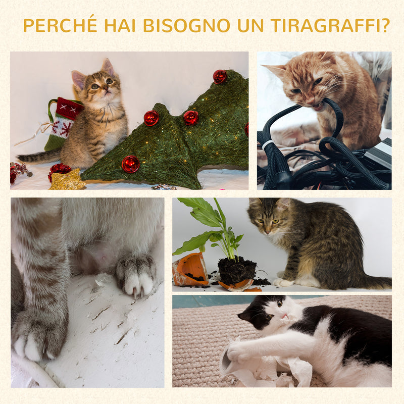 Tiragraffi con Cuccia per Gatti in Legno Sisal 45x40x148 cm  Grigio e Beige-6