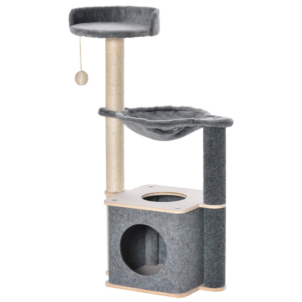 Arbre à chat à plusieurs niveaux 48x34x95 cm avec maison et cordes en sisal gris online