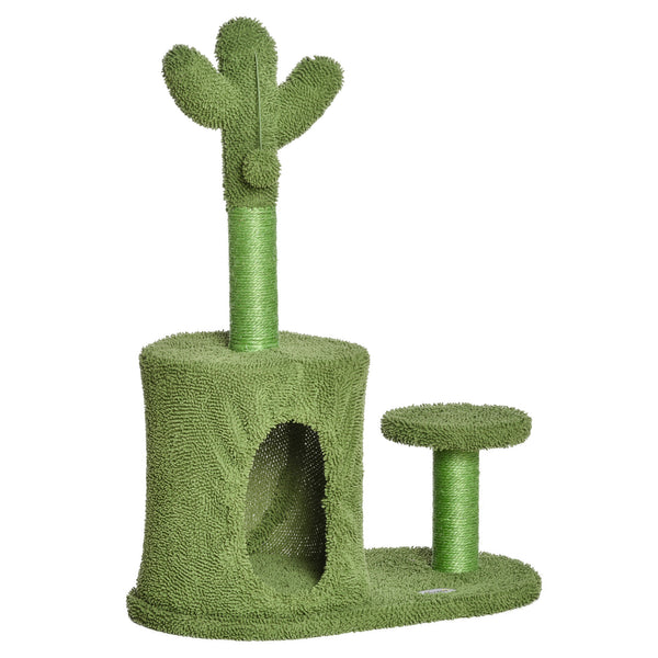 acquista Arbre à Griffer pour Chats 60x35x78 cm en Forme de Cactus avec Boules et Chenil Vert