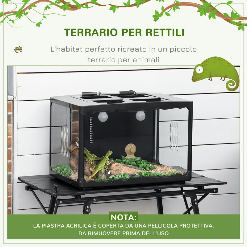 Terrarium pour Tortues Terrestres 60x40x40,5 cm avec Thermomètre 18-34°  Noir – acquista su Giordano Shop