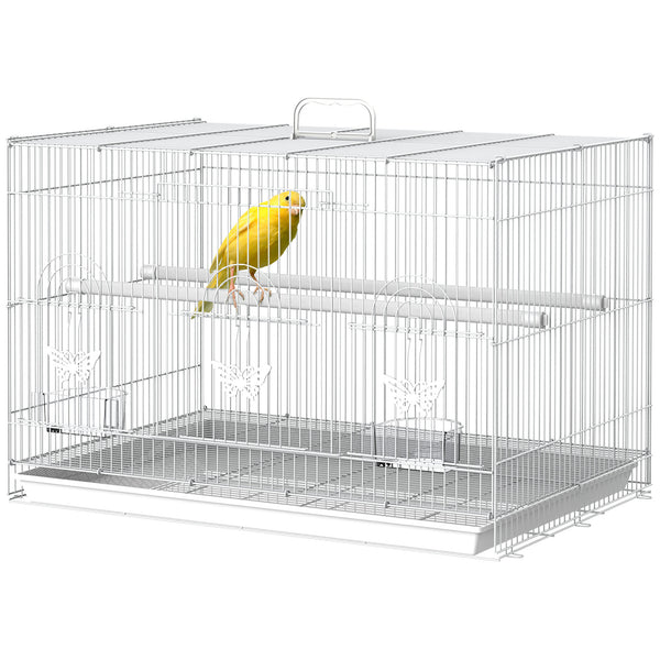 prezzo Cage à Oiseaux avec Perchoirs Bols à Nourriture et Poignée 60x41x41 cm Métal Blanc