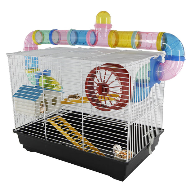 Cage pour Hamsters 3 Niveaux avec Tuyaux et Accessoires prezzo