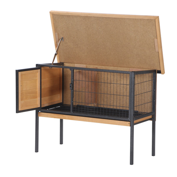 Clapier Cage pour Lapins 91,5x45x70 cm en Bois et Métal Noir online