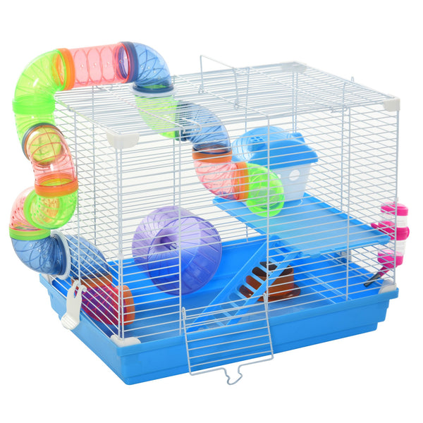 Cage pour Hamsters 2 Niveaux 46x30x37 cm avec Réservoir d'Eau et Jouets Bleus prezzo