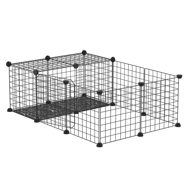 sconto Cage Modulable pour Lapins et Cochons d'Inde 105x70x35 cm en Acier Noir
