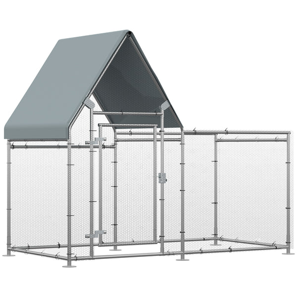 Cage Poulailler pour Poules d'Extérieur 200x105x172 cm avec Housse de Protection Silver Oxford online