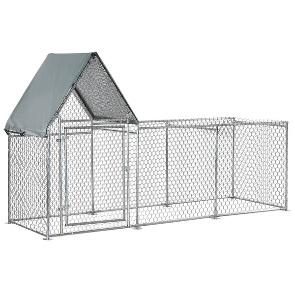 sconto Cage Poulailler pour Poules d'Extérieur 302x107x172 cm avec Housse de Protection Silver Oxford