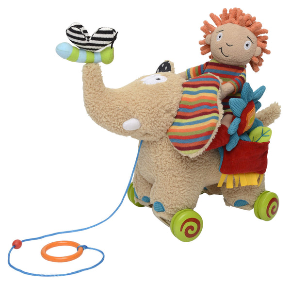 Éléphant en peluche tractable avec roues pour enfants Sweet Multicolore acquista