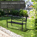 Panchina da Giardino 2 Posti con Schienale Decorato 127x60x89 cm in Ghisa e Metallo Nero-4