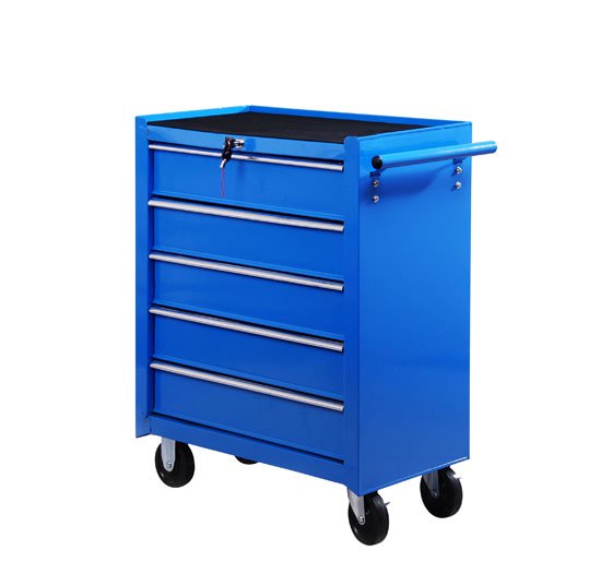 sconto Chariot de travail avec 5 tiroirs à outils bleus 67,5x33x77 cm