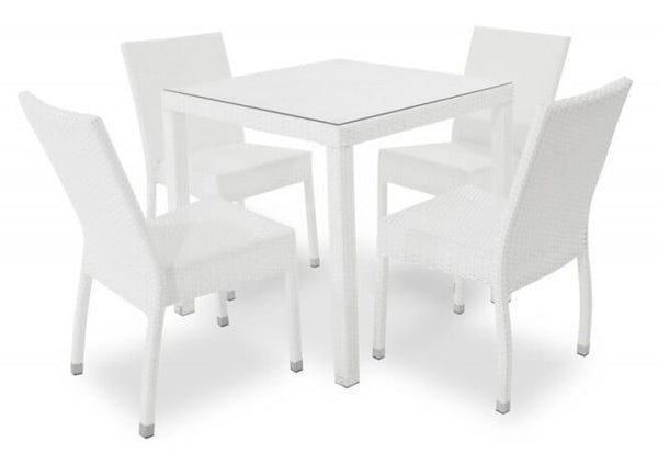 acquista Ensemble table et 4 chaises de jardin en aluminium et blanc Hularo