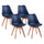 Lot de 4 chaises 53,5x48,5x83 cm en polypropylène et simili cuir Candice Bleu