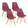 Lot de 4 chaises 53,5x48,5x83 cm en polypropylène et simili cuir Candice Bordeaux