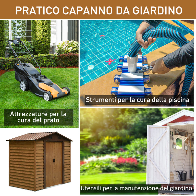 Casetta Box da Giardino Porta Utensili 196x236x208 cm in Acciaio Marrone-6