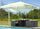 Parasol de jardin aluminium déporté 3x3m avec manivelle Vorghini blanc et écru