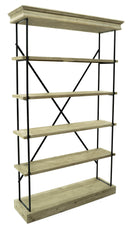 Scaffale 5 Ripiani 127x44x211 cm in Ferro e Legno Fox Nero-1