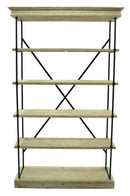 Scaffale 5 Ripiani 127x44x211 cm in Ferro e Legno Fox Nero-2