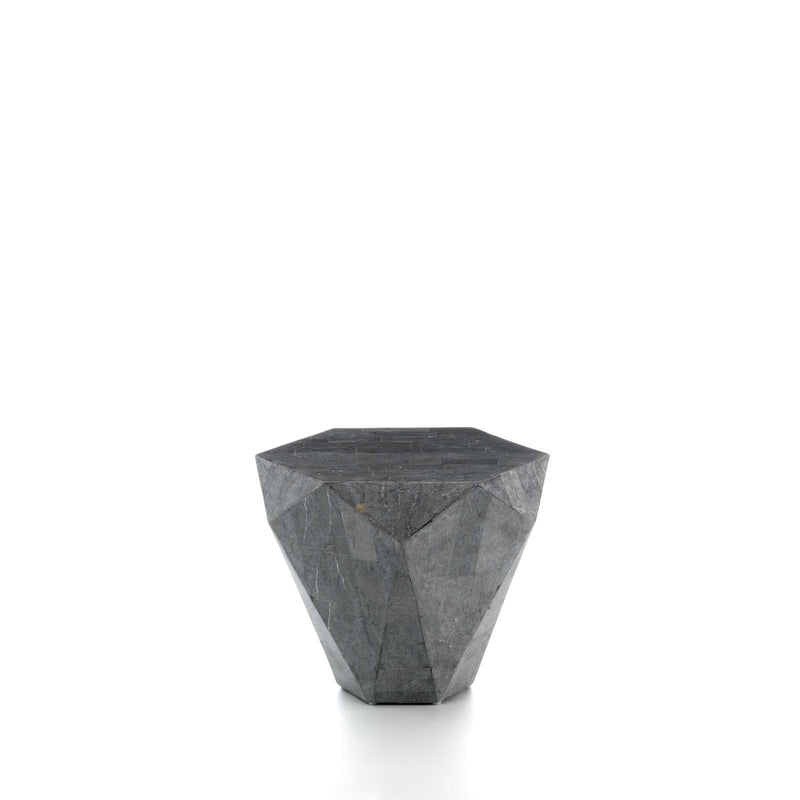 Tavolino da Soggiorno 60x60x50 cm in Pietra Fossile Diamond small Grigio-1