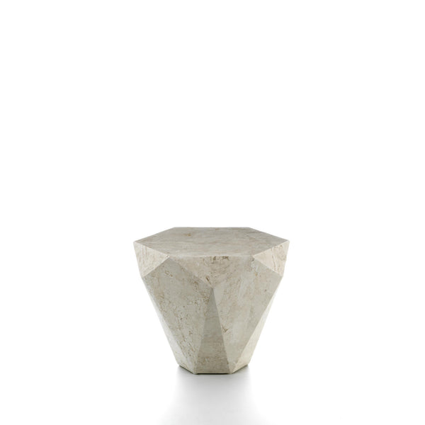 Tavolino da Soggiorno 60x60x50 cm in Pietra Fossile Diamond small Beige prezzo