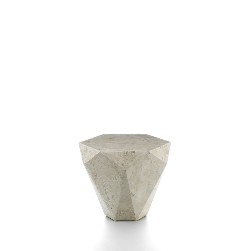 Tavolino da Soggiorno 60x60x50 cm in Pietra Fossile Diamond small Beige-1